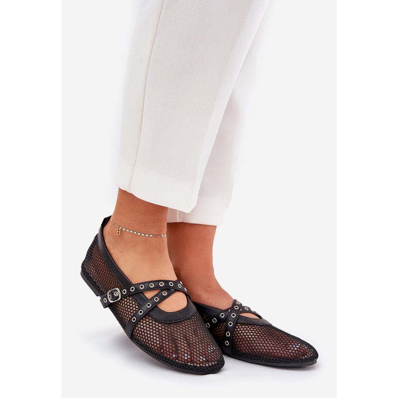 Ballerines plates avec rayures noires 1