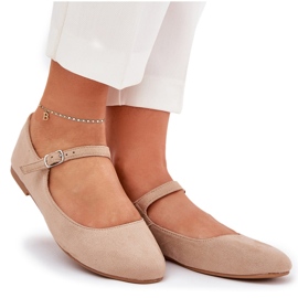 Ballerines avec une courroie eco beige 8