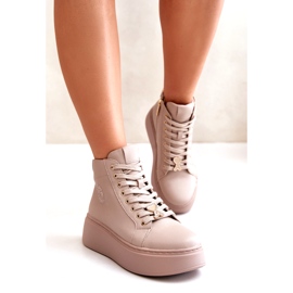 Baskets hautes en cuir pour femmes sur la plateforme Vinceza 66707 Beige 1 Baskets hautes en cuir pour femmes sur la plateforme Vinceza 66707 Beige 1