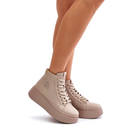 Baskets hautes en cuir pour femmes sur la plateforme Vinceza 66707 Beige 4 Baskets hautes en cuir pour femmes sur la plateforme Vinceza 66707 Beige 4