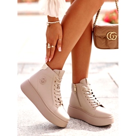 Baskets hautes en cuir pour femmes sur la plateforme Vinceza 66707 Beige 5 Baskets hautes en cuir pour femmes sur la plateforme Vinceza 66707 Beige 5