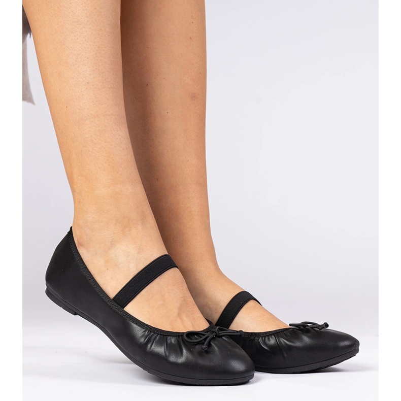 Ballerinas pour femmes noires avec un arc le noir 1