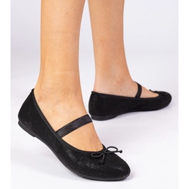 Ballerinas pour femmes noires avec un arc sur un groupe élastique le noir 2
