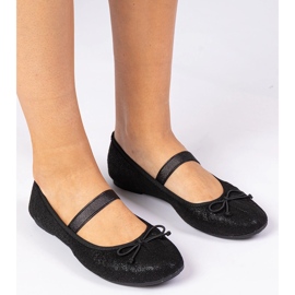Ballerinas pour femmes noires avec un arc sur un groupe élastique le noir 3