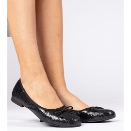 Ballerines paillettes noires avec un arc le noir 1