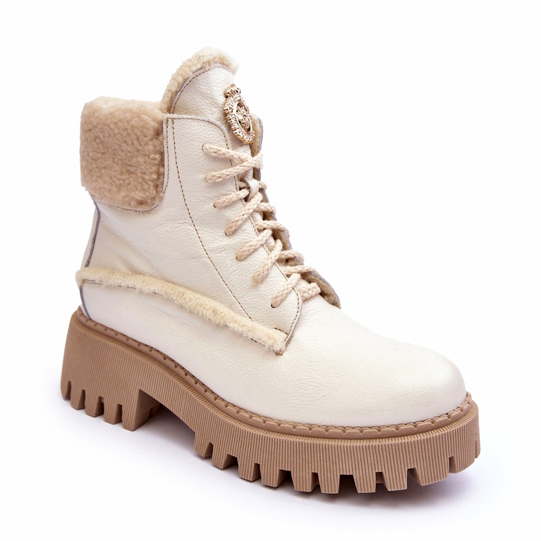 Bottes en cuir en cuir des femmes Bottes crème LeMar blanc 1
