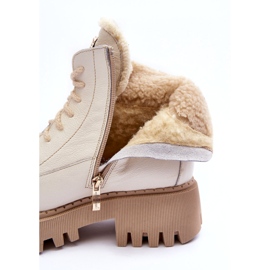 Bottes en cuir en cuir des femmes Bottes crème LeMar blanc 2