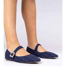 Ballerines féminines bleu marine avec une boucle et un criciliki 1
