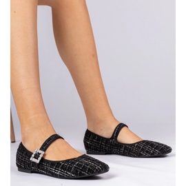 Ballerinas pour femmes noires avec une boucle et des cristaux le noir 1