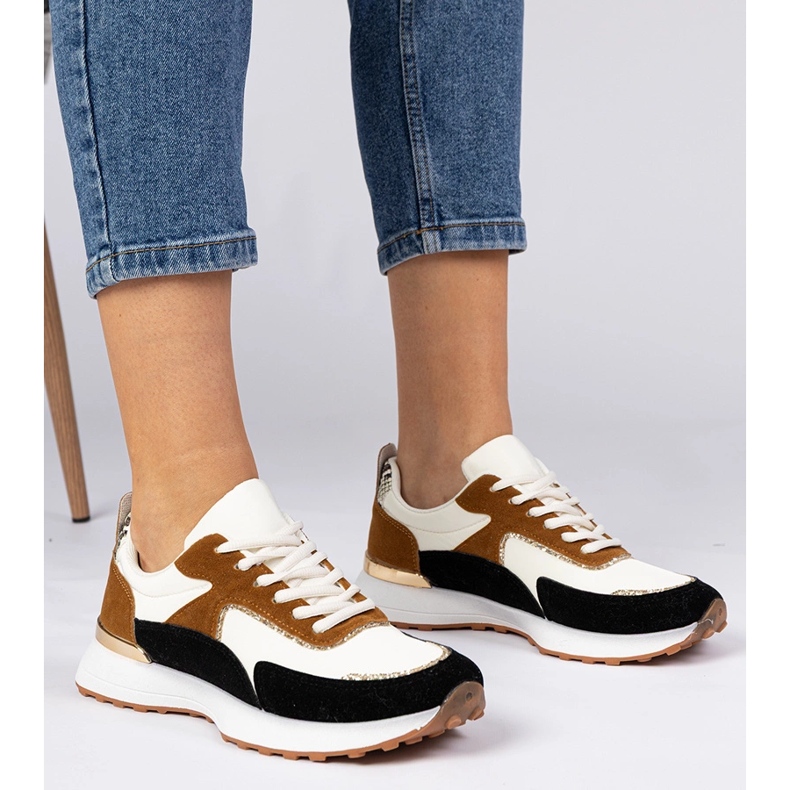 Baskets blanches et blanches pour femmes avec paillettes 1