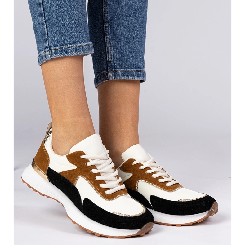 Baskets blanches et blanches pour femmes avec paillettes 2