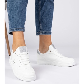 Baskets blanches pour femmes avec paillettes argentées 2