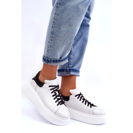 Lemar Chaussures de sport en cuir féminin sur la plate-forme blanche 1