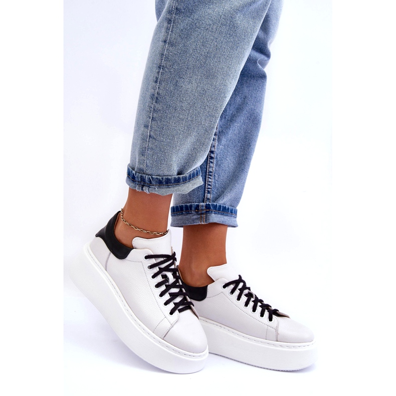 Lemar Chaussures de sport en cuir féminin sur la plate-forme blanche 1