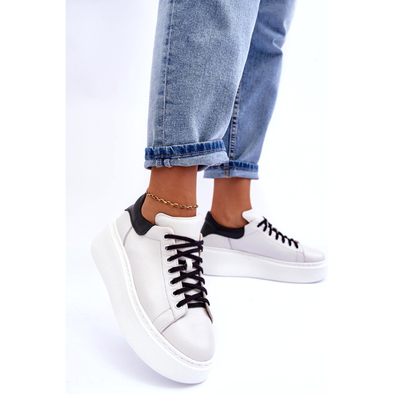 Lemar Chaussures de sport en cuir féminin sur la plate-forme blanche 2