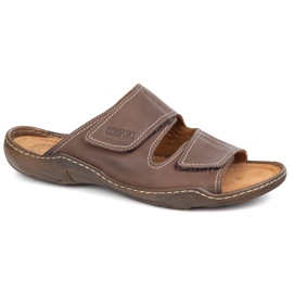 Olivier Les tongs en cuir masculin classiques 0048 marron brun 6
