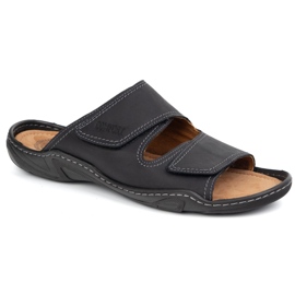 Olivier Les tongs en cuir masculin classiques 0048 Nubuk noir 1