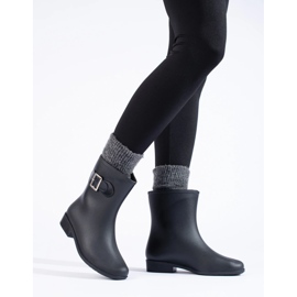 Bottes en caoutchouc noir avec boucle le noir 2