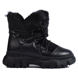 Bottes de neige femme noires avec fourrure le noir 1