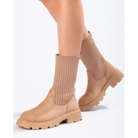 Bottines femme en daim à tige souple beige 2