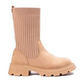 Bottines femme en daim à tige souple beige 4