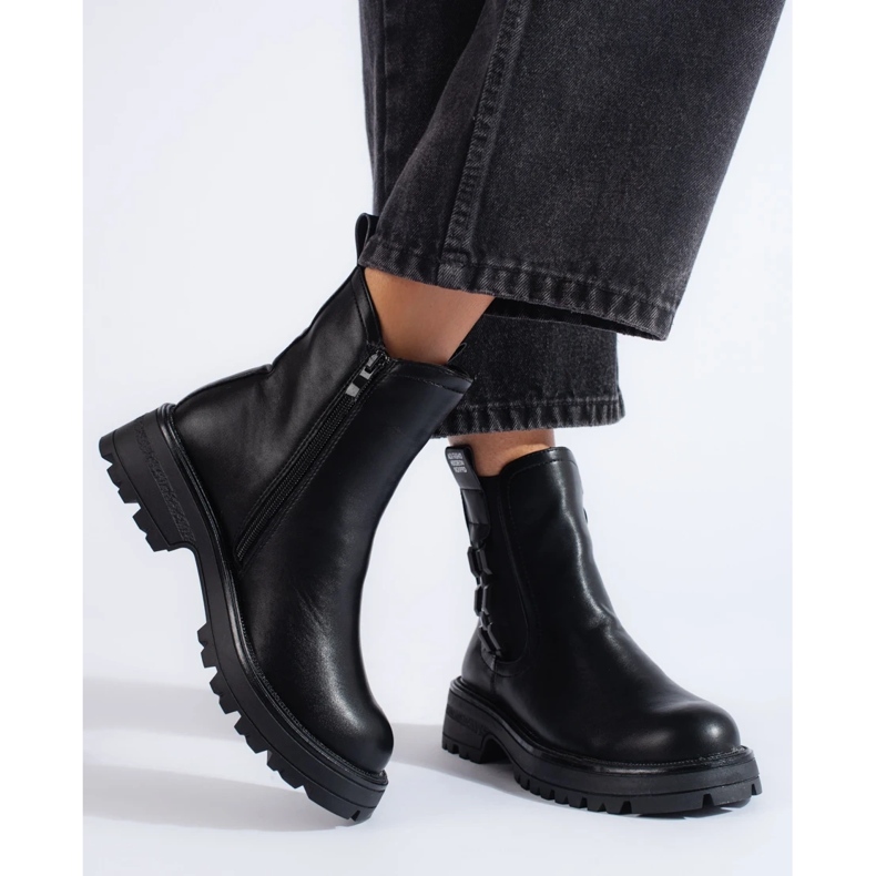 Bottines Chelsea femme noires à semelle noire 2