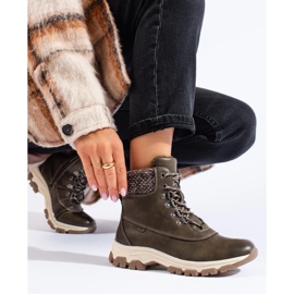 Bottines plateforme femme marron vert 1
