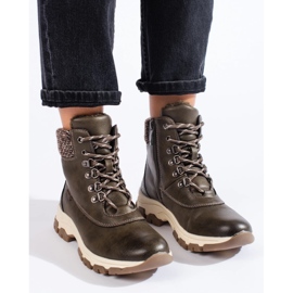 Bottines plateforme femme marron vert 2