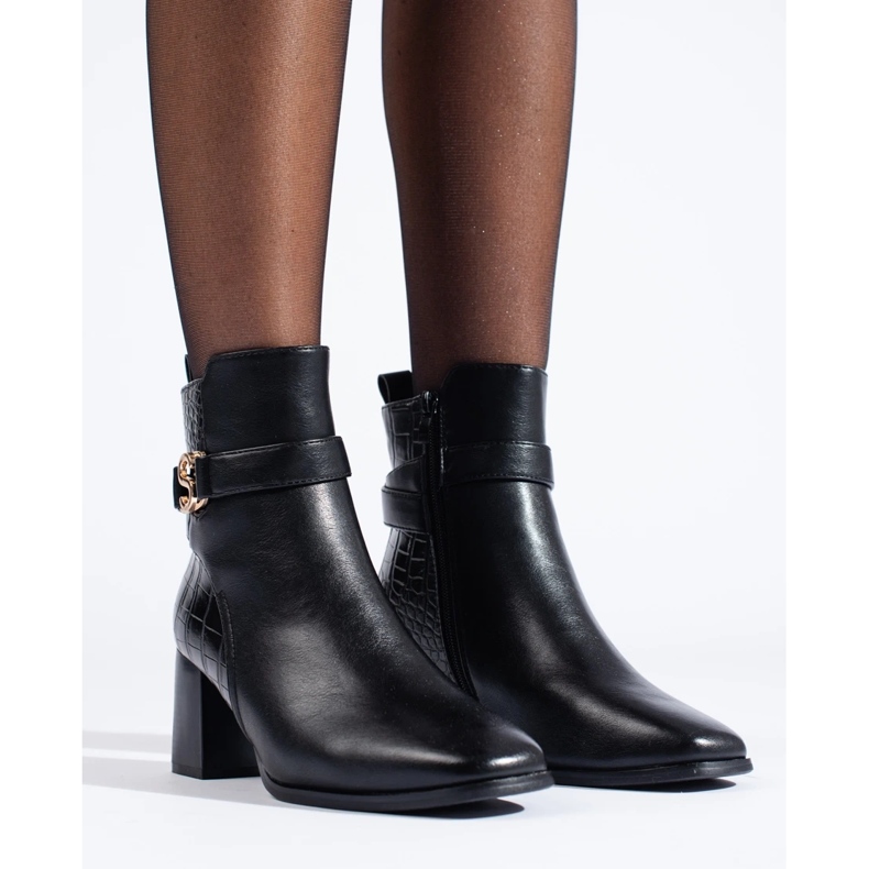SHELOVET Bottines noires élégantes pour femmes 2