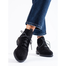 Bottines à lacets femme en daim noir Shelovet le noir 3