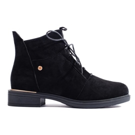 Bottines à lacets femme en daim noir Shelovet le noir 4