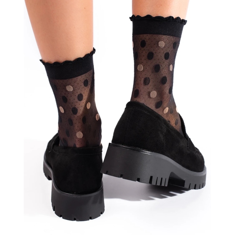 Mocassins Shelovet en daim à semelle épaisse noir 2