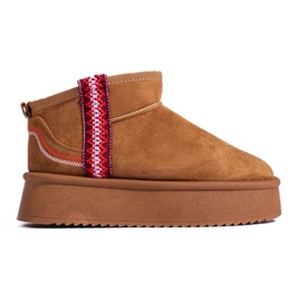 Boots de neige femme Shelovet en daim camel brun 4