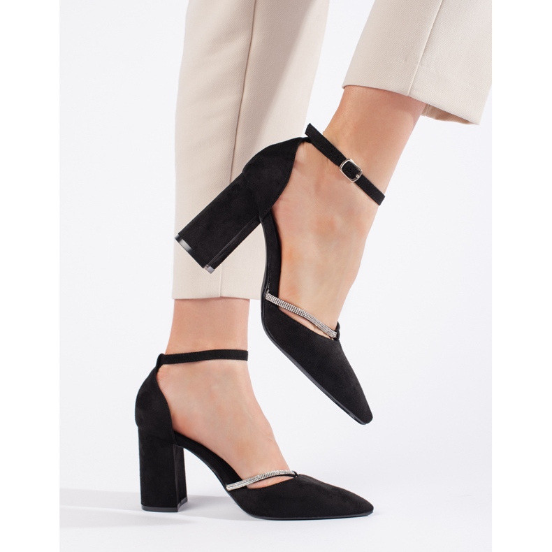 Escarpins à talons en daim noir le noir 1