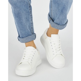 Baskets femme blanches avec élément beige 4
