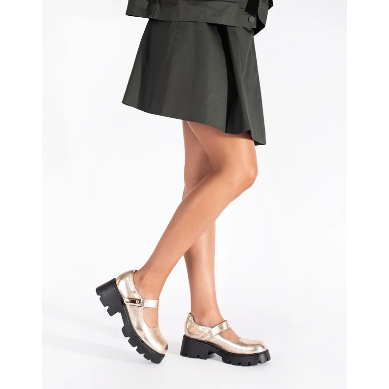 Chaussures plateforme femme dorées 2