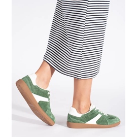 Goodin Baskets femme en cuir vert et blanc blanche 1
