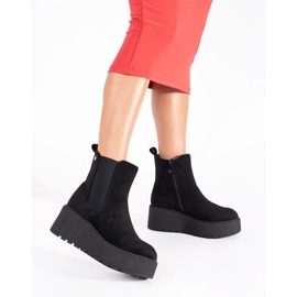 Bottines Chelsea compensées en daim noir le noir 1
