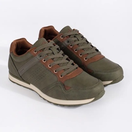 Vico Chaussures de sport confortables pour hommes, vertes et marron 1