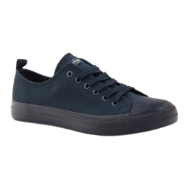 Chaussures femme nouées baskets American Club LH08 bleu marine 1
