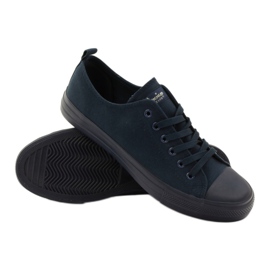 Chaussures femme nouées baskets American Club LH08 bleu marine 3