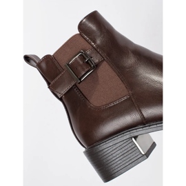 Bottines Chelsea femme marron à boucle et talons hauts brun 2