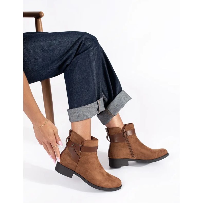 Bottines femme en daim marron brun 2