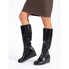 Bottines compensées noires pour femmes le noir 1