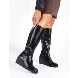 Bottines compensées noires pour femmes le noir 2