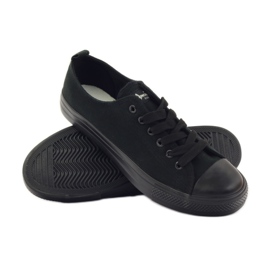 Chaussures baskets femme nouées noires American Club LH07/19 3
