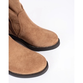 Santiags femme en daim beige foncé 3