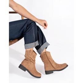Santiags femme en daim beige foncé 4