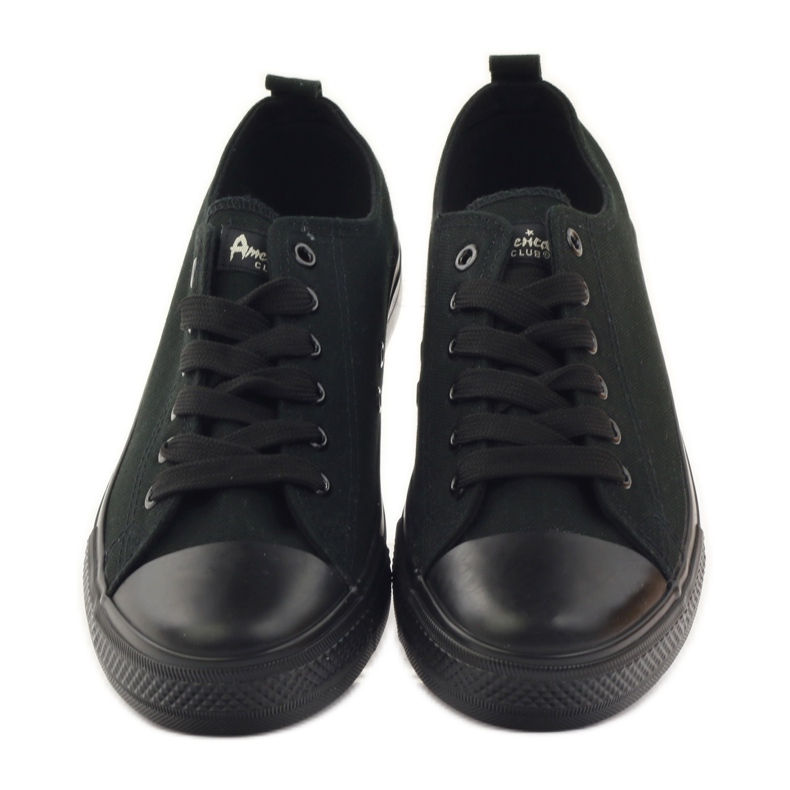 Chaussures baskets femme nouées noires American Club LH07/19 le noir 4