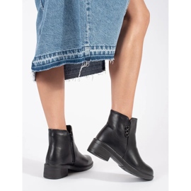 Bottines classiques noires à talons bas pour femme le noir 2